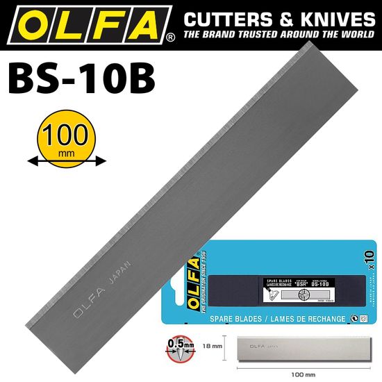 OLFA Scraper Blades X10 For Xsr Series 100mmx0.5mm